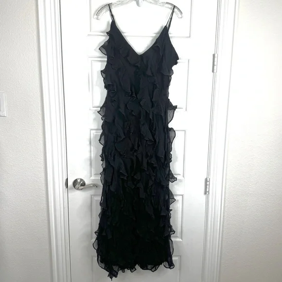 black bridesmaid dress with slit Off-the-shoulder Lace-up Dress With Slit Black main image 1